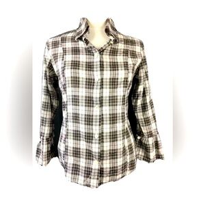 Fine Garments By Bell Jane Pleated Fan Cuff Fitted Shirt Size 8 EUC